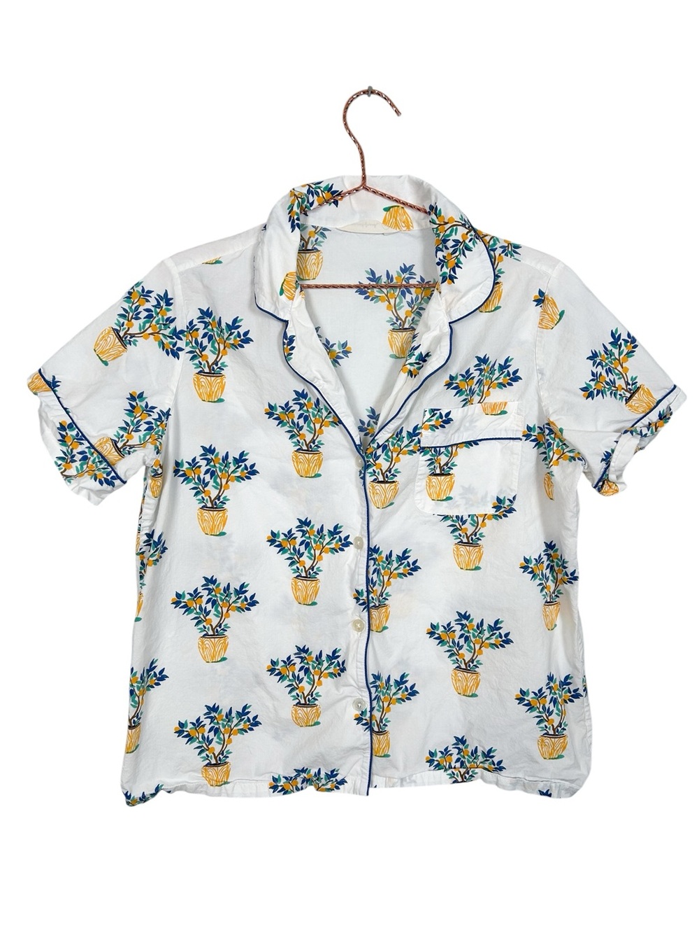 Printfresh Citrus Plant Button Up Short Sleeve Top